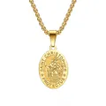 Polished gold Saint Christopher pendant necklace for men in durable stainless steel - Gold