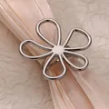 Detail view of a creative hollow five-petal daisy ring crafted in silver titanium steel - Large Daisy Hollow Ring (JZ7032) / Silver
