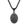 Collar con colgante de medalla de San Cristóbal en acero inoxidable negro vintage para hombre - Negro