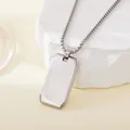 Collana con ciondolo a piastrina in acciaio inossidabile lucido per uomo su pietra - Argento Lucidato(147618)