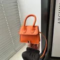 Borsa a mano quadrata mini arancione vibrante alla moda con manico superiore e tracolla - Arancione
