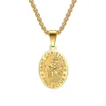 Collar con colgante de medalla de San Cristóbal en acero inoxidable dorado para hombre - Dorado