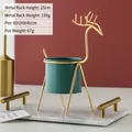 Support pour succulentes renne doré nordique avec un pot de fleurs vert foncé - Support Doré Renne Bleu