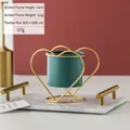 Support moderne en fer doré en forme de cœur avec pot de fleurs en céramique vert - Support Doré Double Cœur Bleu