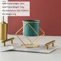 Nordic style emerald green ceramic succulent planter with elegant gold geometric iron stand - Double Square Gold Stand Blue