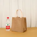 Natural jute burlap tote bag with cream rope handles and waterproof lining - Vertical (31x25x12cm)