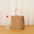 Natural jute burlap tote bag with cream rope handles and waterproof lining - Vertical (31x25x12cm)