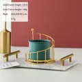 Modern Nordic style dark green ceramic planter pot with golden spiral iron stand - Stair Gold Stand Blue
