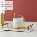 Minimalist Nordic gold spiral iron rack with a white ceramic succulent flower pot - Stair Gold Stand White