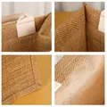 Macro detail of natural jute tote bag with waterproof lining and strong handles - Square (26x25x20cm)