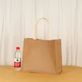 Large capacity waterproof laminated jute tote bag with sturdy white rope handles - Horizontal (31x35x12cm)