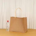 Large capacity waterproof laminated jute tote bag with sturdy white rope handles - Horizontal (31x35x12cm)