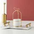 Nordic minimalist white ceramic plant pot with an elegant gold butterfly iron stand - Double Ear Gold Stand