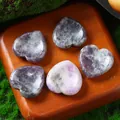 30mm natural purple lepidolite heart-shaped massage stone and worry stone for healing - 30MM / Phosphosiderite