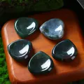30mm heart-shaped natural green moss agate worry stone with a smooth polished finish - 30MM / India Agate