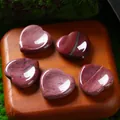 30mm heart-shaped natural stone worry stone featuring polished purple veins and texture - 30MM / Red Jasper
