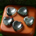 30mm heart-shaped natural crystal agate massage stones displayed on a wooden stand - 30MM / African Blood Stone