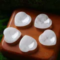 Set of five 30mm heart-shaped white natural crystal massage stones for wellness - 30MM / White Crystal