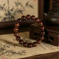 Bracelet en perles de bois de rose brun foncé fabriqué à la main, grain naturel - Bois de Rose Noir Perles Lanterne 12mm*18 Perles