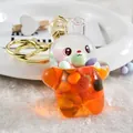 Cute rabbit acrylic quicksand keychain filled with orange oil and colorful beads - Bell Style - Orange