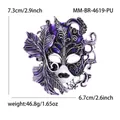 Spilla maschera veneziana in smalto viola e nero con dettagli su dimensioni e peso - Argento Vintage - Viola