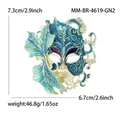 Spilla maschera di carnevale in smalto con sfumatura blu-verde e bordi dorati (81 chars) - KC Chiaro Verde Traslucido