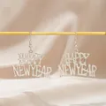 Élégantes boucles d'oreilles pendantes Happy New Year argentées pour les fêtes - Style de Lettre HAPPY NEW YEAR Argentée (12)