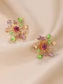 Boucles d'oreilles festives en forme de flocon de neige avec cristaux colorés - Style de Rayonnement de Flocon de Neige en Strass Multicolore (18)