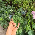 Unique handmade cat ear party headband featuring iridescent electroplated blue crystals - No.6 Aura Blue