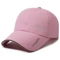 Pink quick-dry sports baseball cap with reflective brim and SPORTS text embroidery - Adjustable / Rose Red