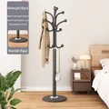 Modern black standing coat rack with marble base and multiple hooks - 35cm Marble Base Coat Rack / Dark Black