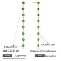Stainless steel long tassel drop earrings with green zircon stones in gold finish - Green Zirconia Straight Tassel Style (JDE0304310)