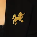 Elegant gold-plated stainless steel unicorn brooch pin accessory for suit lapel - Unicorn Shape (WG-1077)