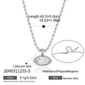 Collana a sfere in acciaio inossidabile anallergico con pendente in zircone marquise - Stile pendente marquise argento (JDN0311255-S)