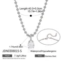 Elegante collana minimalista in acciaio inossidabile con pendente in zircone a goccia - Stile pendente a pera con catena a sfere argento (JDN0308015-S)