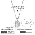 Collana in acciaio inossidabile con pendente in zircone rettangolare e misure - Stile pendente rettangolare argento (JDN0308021-S)