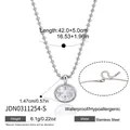 Silberne Perlenhalskette aus Edelstahl mit klarem Zirkonia-Anhänger und Maßangaben - Ovaler Silber-Perlenkettenstil (JDN0311254-S)