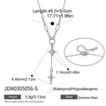 Collana con pendente a stella in acciaio inossidabile e zircone bianco - Stile Croce Stella Argentata (JDN0305056-S)