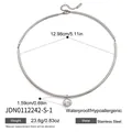 Collier ras du cou en acier inoxydable avec pendentif zircon et dimensions - Style Rond (JDN0112242-S-1)