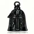Black stainless steel angel wing cross motorcycle guardian bell for biker protection - Black With Key Ring