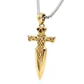 Vintage Viking sword cross pendant necklace for men crafted in gold and silver steel - Gold-Pendant Only (Without Chain)