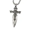 Retro Viking sword cross pendant necklace for men in high-quality stainless steel - Steel Color - Pendant Only (Without Chain)