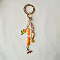 Portachiavi DIY alla moda con catena rosa, perle arancioni e ciondoli a forma di frutta - Ciondolo Ciliegia con Perline Arancione