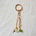 Porte-clés DIY doré élégant avec chaîne en acrylique et breloques nuage verre vin - Charme Verre À Vin