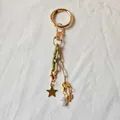 Porte-clés DIY doré et vert sauge élégant avec breloques étoile et perle pour sac - Chaîne de Sac Étoile