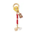 Porte-clés DIY tendance avec petit ours, perles rouges, soleil et breloque cœur - Pendentif Perlé Rouge