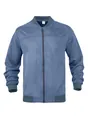 Classic men's blue faux suede zip-up bomber jacket with ribbed collar and cuffs detail - S / Navy Blue