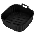 Reusable heat resistant black square silicone air fryer liner with dual side handles - 78g Square 2-3l Black