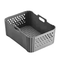 Durable grey rectangular air fryer silicone basket liner with side handles and vents - 160 Dual Compartment 9.5l Gray With Perforations