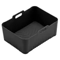 Macro view of black rectangular silicone air fryer liner with durable side handles - 170 Dual Compartment 9.5-10l Black